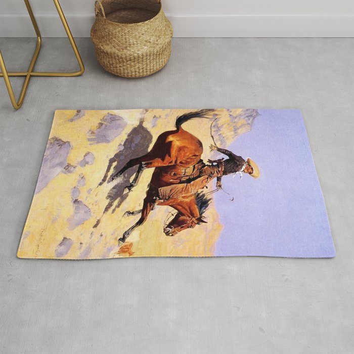 The Cowboy Western Art by Frederic Remington Rug Gallery Image 1