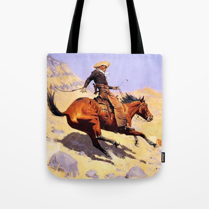 The Cowboy Western Art by Frederic Remington Tote Bag Gallery Image 1