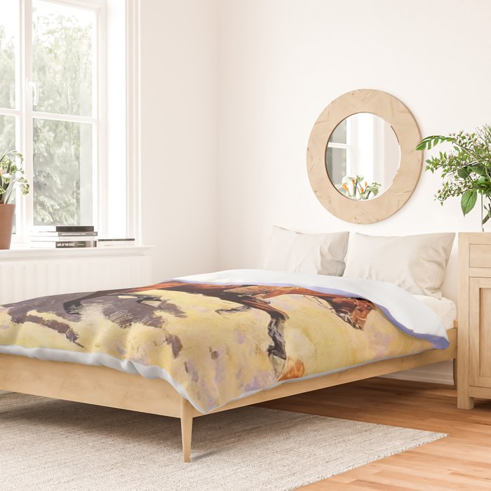 The Cowboy Western Art by Frederic Remington Duvet Cover Gallery Image 2