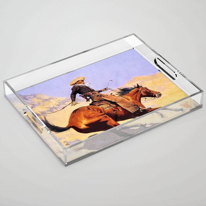 The Cowboy Western Art by Frederic Remington Acrylic Tray Gallery Image 1