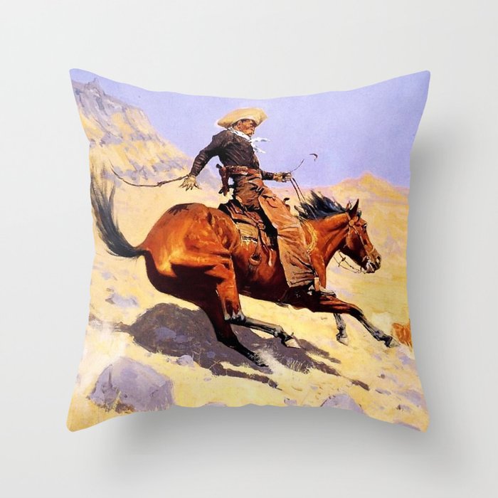 The Cowboy Western Art by Frederic Remington Throw Pillow Gallery Image 6