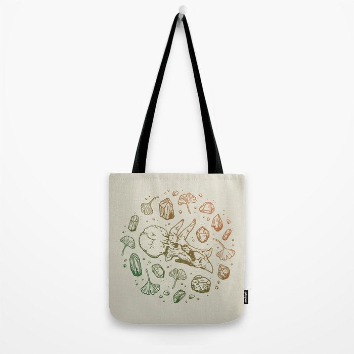 Triceratops Rocks! | Leaf Green & Pumpkin Spice Ombré Tote Bag Gallery Image 2