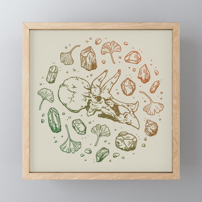 Triceratops Rocks! | Leaf Green & Pumpkin Spice Ombré Mini Art Print Gallery Image 1