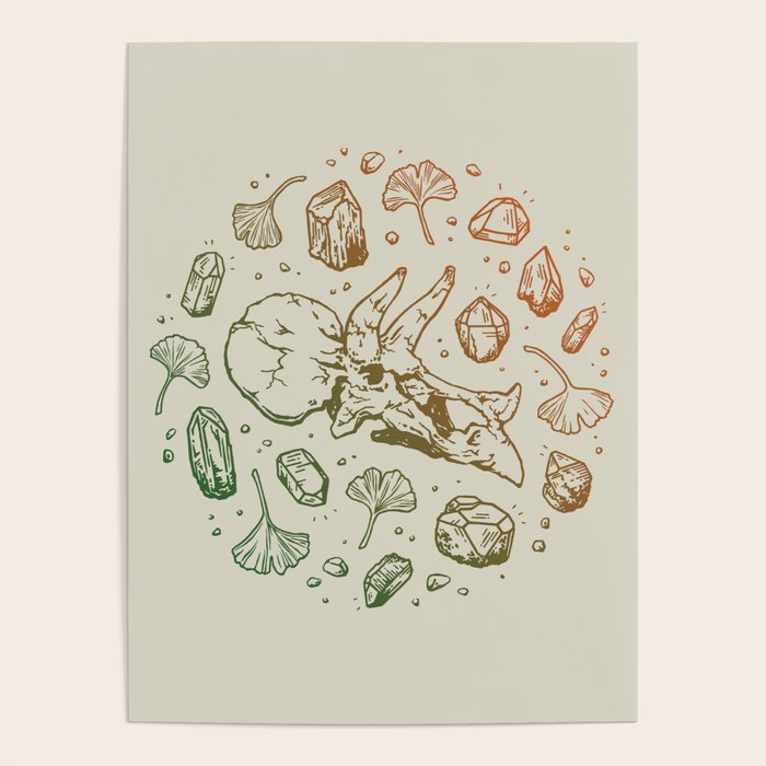 Triceratops Rocks! | Leaf Green & Pumpkin Spice Ombré Poster Gallery Image 4