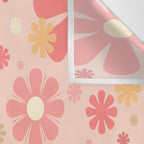 Flowerama Retro Floral Pattern in Blush Pink and Pale Yellow Wall Tapestry Gallery Image 3
