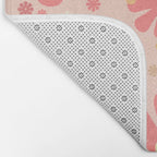 Flowerama Retro Floral Pattern in Blush Pink and Pale Yellow Bath Mat Gallery Image 2