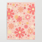 Flowerama Retro Floral Pattern in Blush Pink and Pale Yellow Poster Gallery Image 4