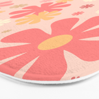 Flowerama Retro Floral Pattern in Blush Pink and Pale Yellow Bath Mat Gallery Image 3