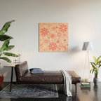 Flowerama Retro Floral Pattern in Blush Pink and Pale Yellow Wood Wall Art Gallery Image 2