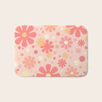 Flowerama Retro Floral Pattern in Blush Pink and Pale Yellow Bath Mat Gallery Image 1