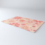 Flowerama Retro Floral Pattern in Blush Pink and Pale Yellow Rug Gallery Image 3