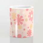 Flowerama Retro Floral Pattern in Blush Pink and Pale Yellow Coffee Mug Gallery Image 4