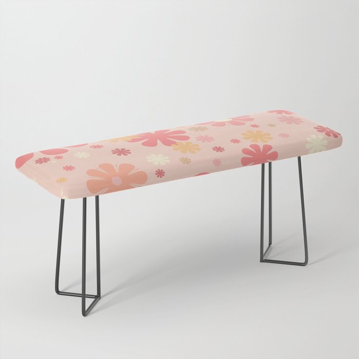 Flowerama Retro Floral Pattern in Blush Pink and Pale Yellow Bench Gallery Image 1