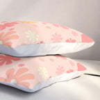 Flowerama Retro Floral Pattern in Blush Pink and Pale Yellow Pillow Sham Gallery Image 3