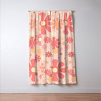 Flowerama Retro Floral Pattern in Blush Pink and Pale Yellow Window Curtain Gallery Image 3