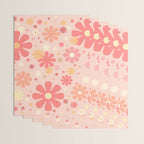 Flowerama Retro Floral Pattern in Blush Pink and Pale Yellow Wrapping Paper Gallery Image 3