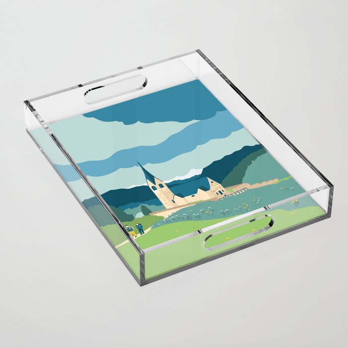 Italy, a church in the Alps Acrylic Tray Gallery Image 1