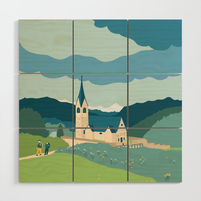Italy, a church in the Alps Wood Wall Art Gallery Image 1