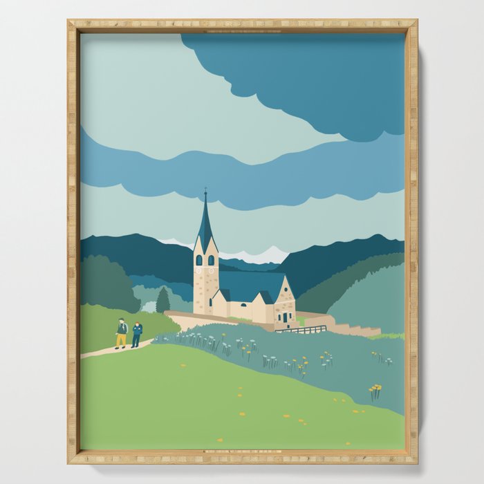 Italy, a church in the Alps Serving Tray Gallery Image 1