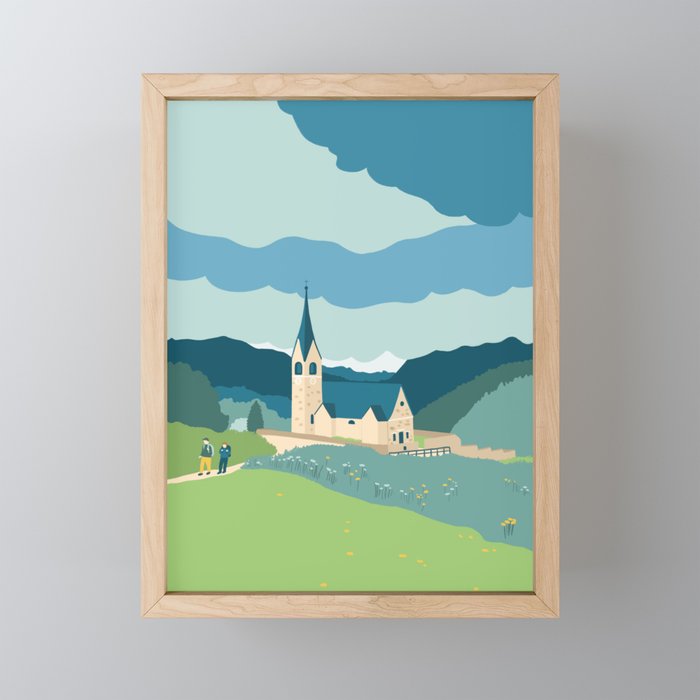 Italy, a church in the Alps Mini Art Print Gallery Image 1