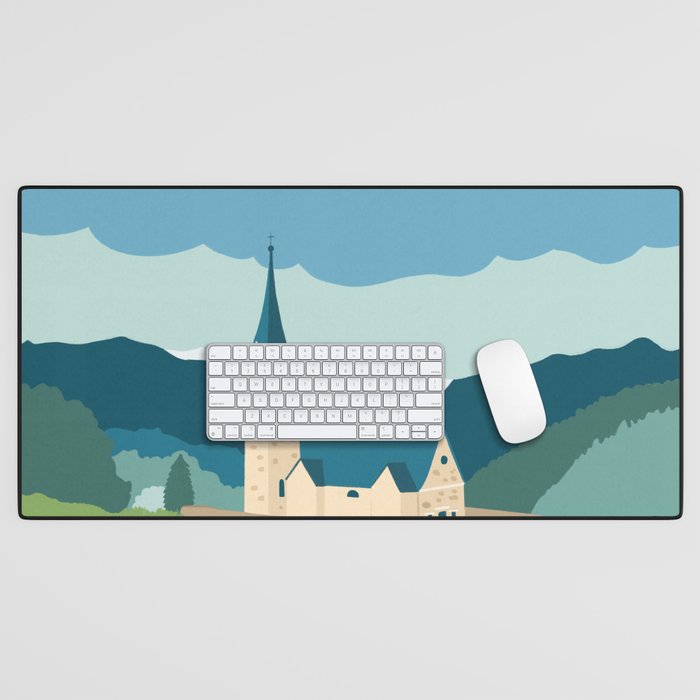 Italy, a church in the Alps Desk Mat Gallery Image 1