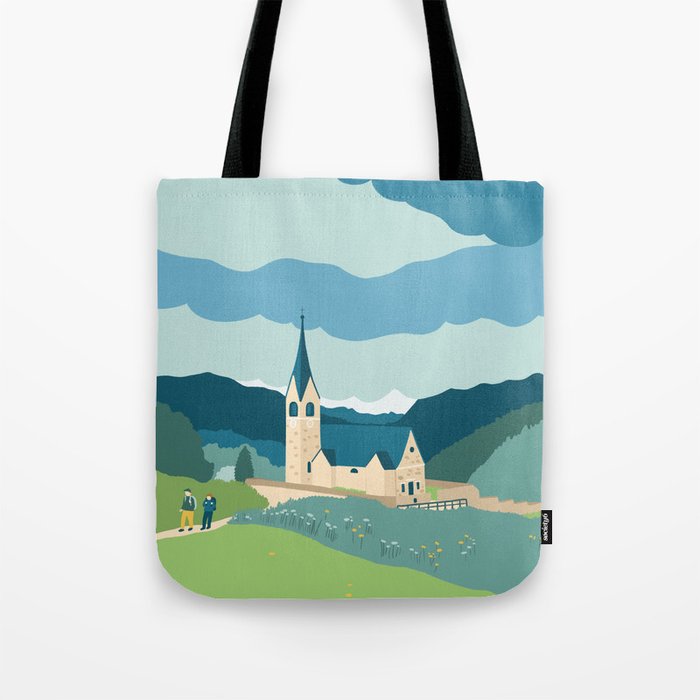 Italy, a church in the Alps Tote Bag Gallery Image 1