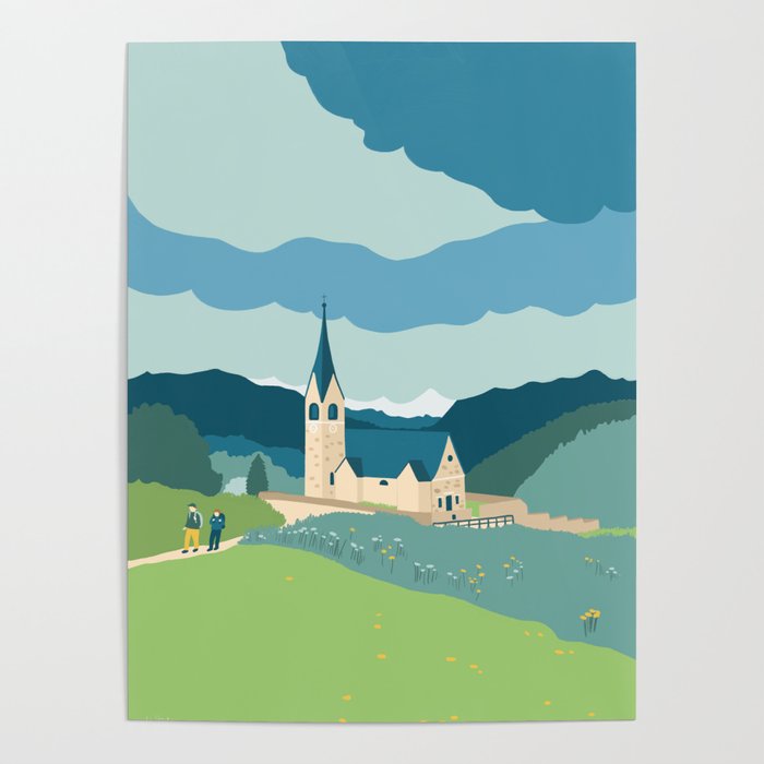 Italy, a church in the Alps Poster