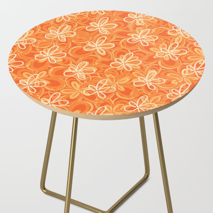 Alice Flowers - Retro Floral Pattern in Orange Tangerine Side Table Gallery Image 2