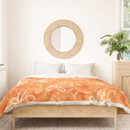Alice Flowers - Retro Floral Pattern in Orange Tangerine Duvet Cover Gallery Image 3