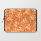 Alice Flowers - Retro Floral Pattern in Orange Tangerine Laptop Sleeve Gallery Image 1