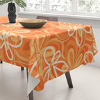 Alice Flowers - Retro Floral Pattern in Orange Tangerine Tablecloth Gallery Image 3