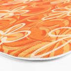 Alice Flowers - Retro Floral Pattern in Orange Tangerine Bath Mat Gallery Image 3
