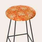 Alice Flowers - Retro Floral Pattern in Orange Tangerine Stool Gallery Image 2