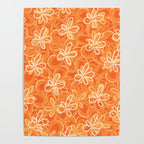 Alice Flowers - Retro Floral Pattern in Orange Tangerine Poster Gallery Image 4
