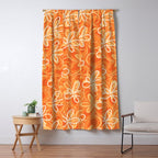 Alice Flowers - Retro Floral Pattern in Orange Tangerine Window Curtain Gallery Image 5