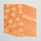 Alice Flowers - Retro Floral Pattern in Orange Tangerine Wrapping Paper Gallery Image 3