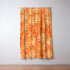 Alice Flowers - Retro Floral Pattern in Orange Tangerine Window Curtain Gallery Image 3