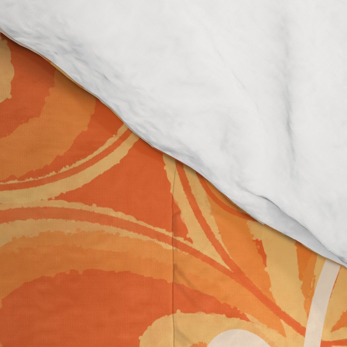 Alice Flowers - Retro Floral Pattern in Orange Tangerine Comforter Gallery Image 4