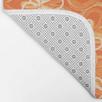 Alice Flowers - Retro Floral Pattern in Orange Tangerine Bath Mat Gallery Image 2