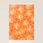 Alice Flowers - Retro Floral Pattern in Orange Tangerine Stationery Card Gallery Image 2