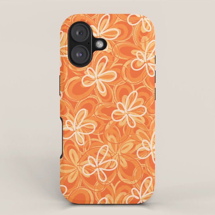 Alice Flowers - Retro Floral Pattern in Orange Tangerine iPhone Case Gallery Image 1