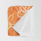 Alice Flowers - Retro Floral Pattern in Orange Tangerine Throw Blanket Gallery Image 3