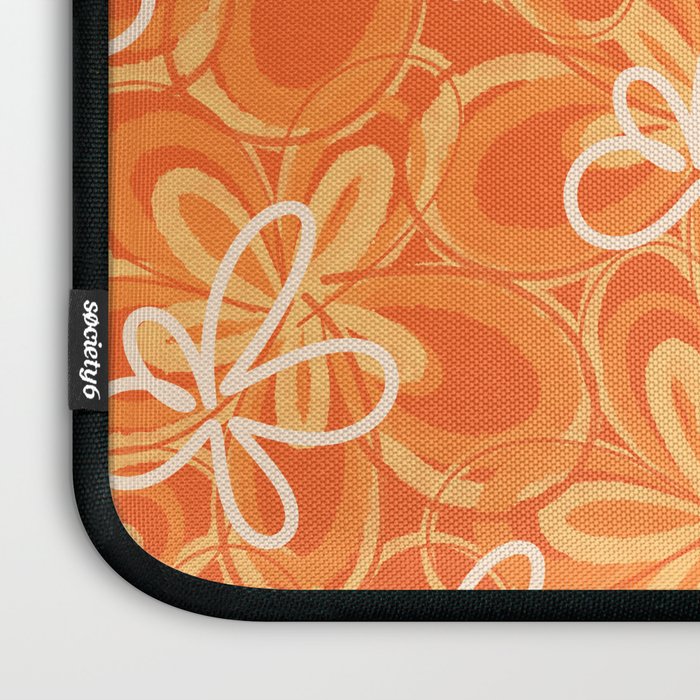Alice Flowers - Retro Floral Pattern in Orange Tangerine Laptop Sleeve Gallery Image 3