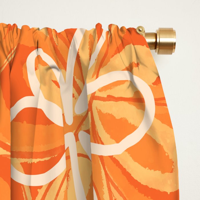 Alice Flowers - Retro Floral Pattern in Orange Tangerine Window Curtain Gallery Image 2