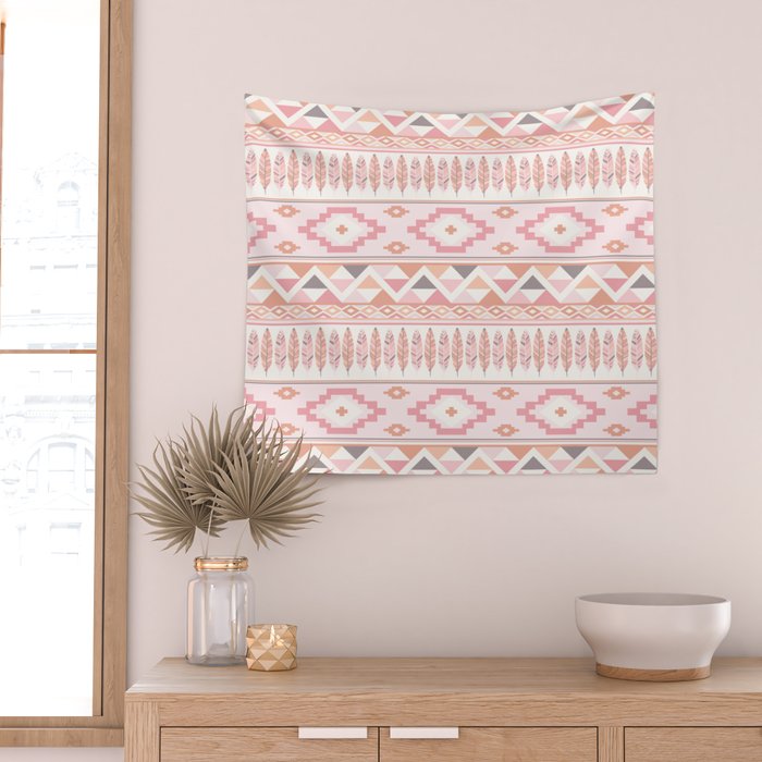 Pink Boho Tribal Aztec Wall Tapestry Gallery Image 2