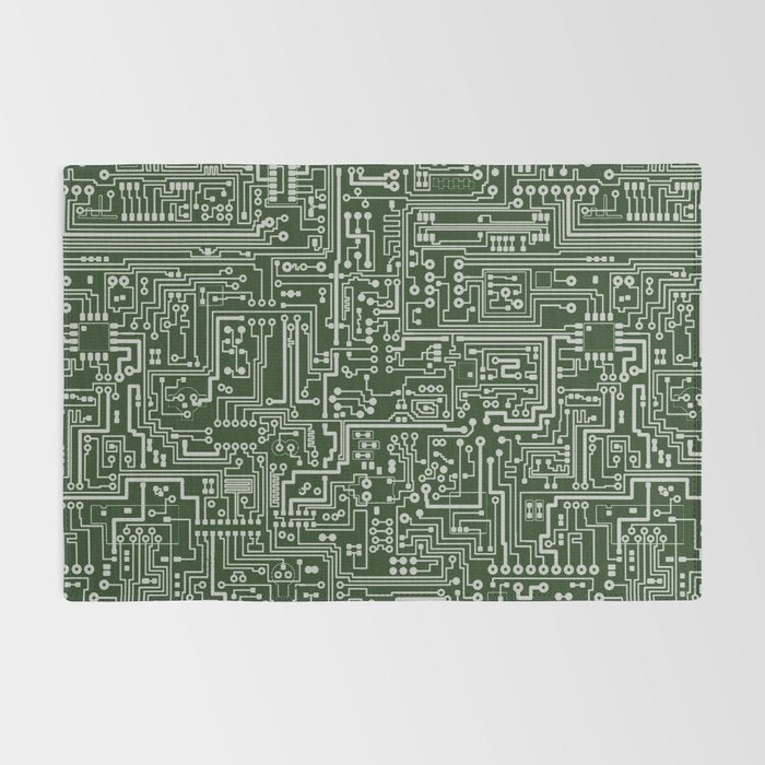Circuit Board // Green & Silver Rug Gallery Image 2