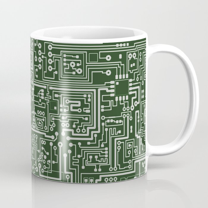 Circuit Board // Green & Silver Coffee Mug Gallery Image 1