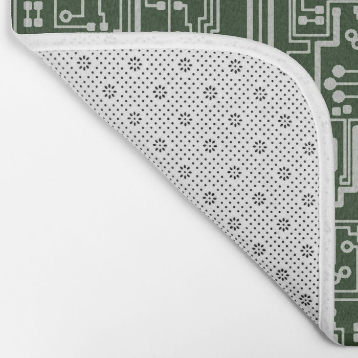 Circuit Board // Green & Silver Bath Mat Gallery Image 2