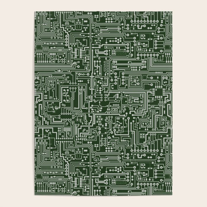 Circuit Board // Green & Silver Poster Gallery Image 4