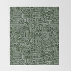 Circuit Board // Green & Silver Throw Blanket Gallery Image 2